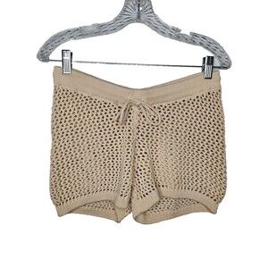 DANDY DEL MAR Malaga Crochet Shorts Women's Large Beige Drawstring Waist Beach